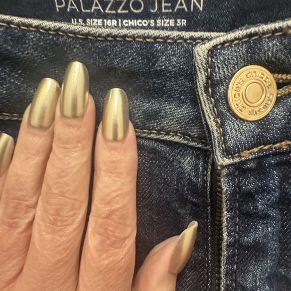 Chico's Dark Blue Flare palazzo Jeans - Picture 5 of 10